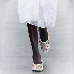 🔥SALE - Zara Floral Embroidered Flats - Multicolor